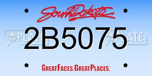 2B5075 South Dakota License Plate