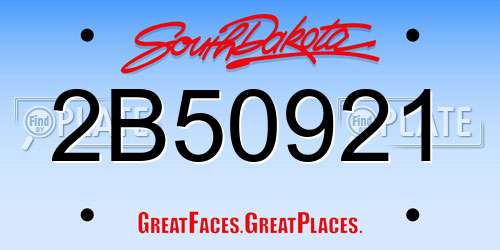 2B50921 South Dakota License Plate