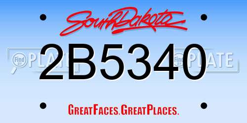 2B5340 South Dakota License Plate