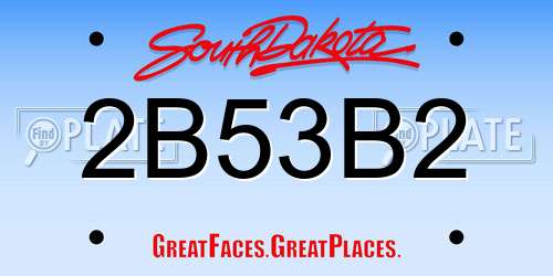 2B53B2 South Dakota License Plate