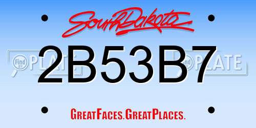 2B53B7 South Dakota License Plate