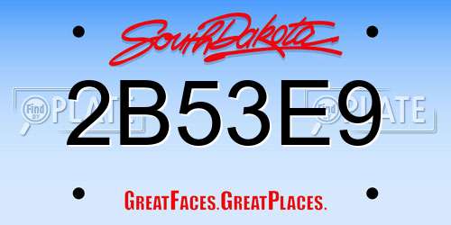 2B53E9 South Dakota License Plate