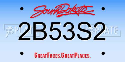 2B53S2 South Dakota License Plate