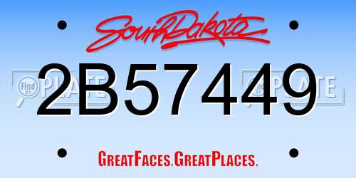 2B57449 South Dakota License Plate