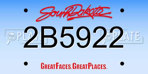 2B5922 South Dakota License Plate