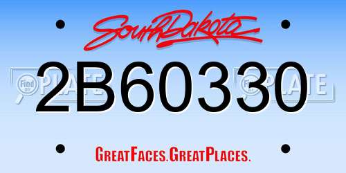 2B60330 South Dakota License Plate
