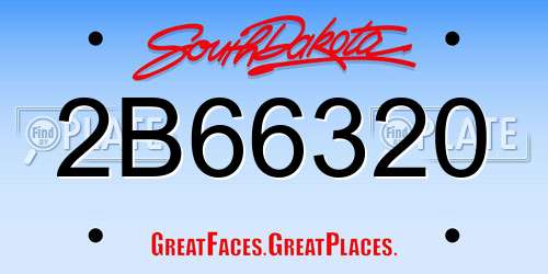 2B66320 South Dakota License Plate