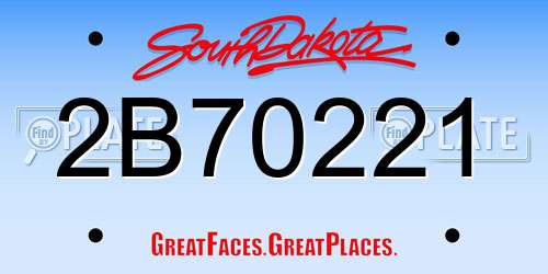 2B70221 South Dakota License Plate
