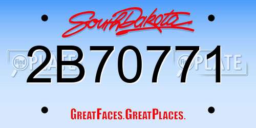 2B70771 South Dakota License Plate