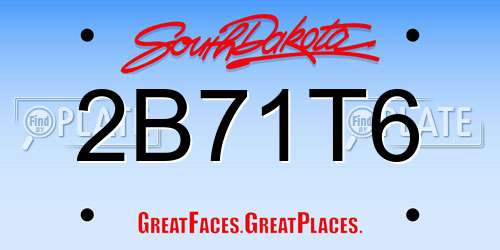 2B71T6 South Dakota License Plate
