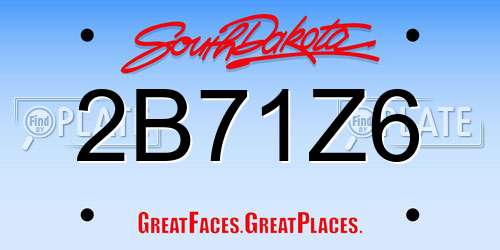 2B71Z6 South Dakota License Plate