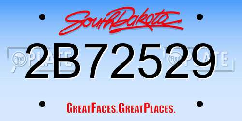 2B72529 South Dakota License Plate