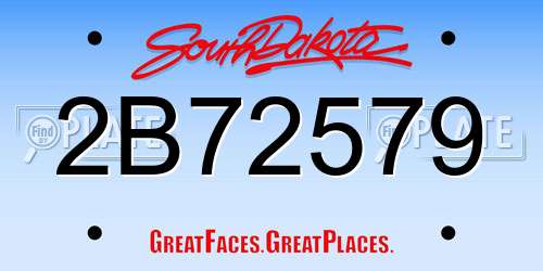 2B72579 South Dakota License Plate
