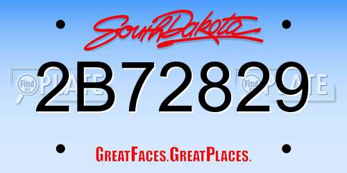 2B72829 South Dakota License Plate
