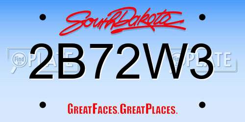 2B72W3 South Dakota License Plate
