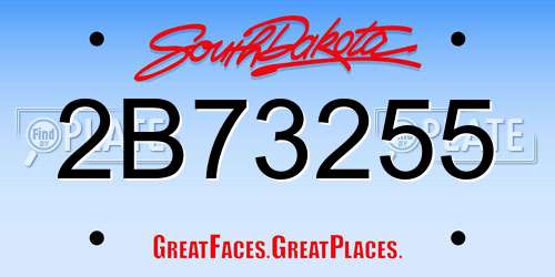 2B73255 South Dakota License Plate