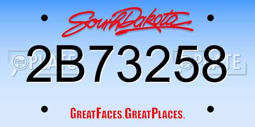 2B73258 South Dakota License Plate