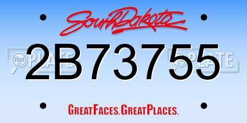 2B73755 South Dakota License Plate
