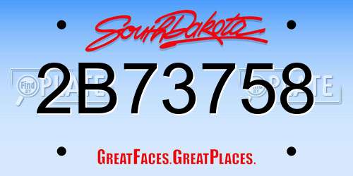 2B73758 South Dakota License Plate