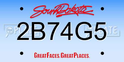 2B74G5 South Dakota License Plate