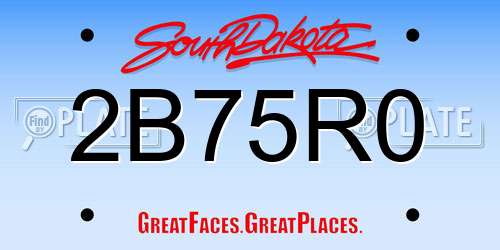 2B75R0 South Dakota License Plate