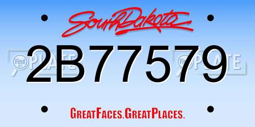 2B77579 South Dakota License Plate