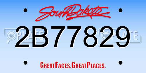 2B77829 South Dakota License Plate