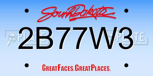 2B77W3 South Dakota License Plate