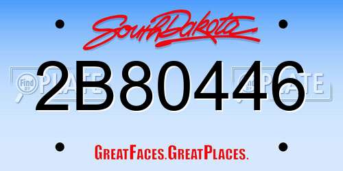 2B80446 South Dakota License Plate