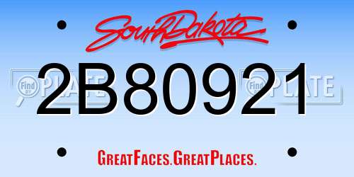 2B80921 South Dakota License Plate
