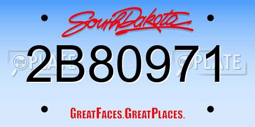 2B80971 South Dakota License Plate