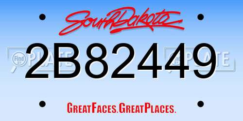 2B82449 South Dakota License Plate