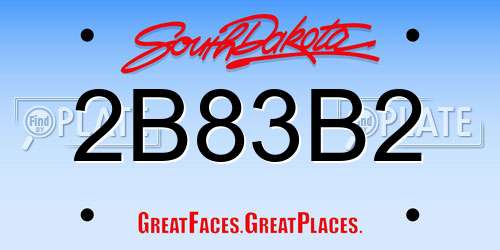 2B83B2 South Dakota License Plate