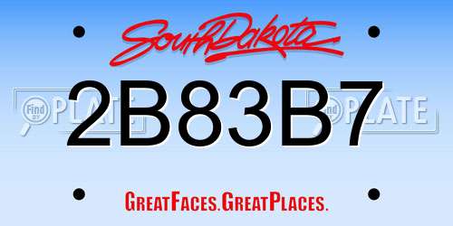 2B83B7 South Dakota License Plate
