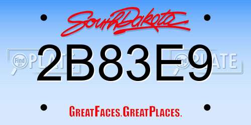 2B83E9 South Dakota License Plate
