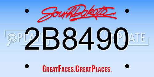 2B8490 South Dakota License Plate