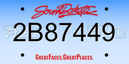 2B87449 South Dakota License Plate