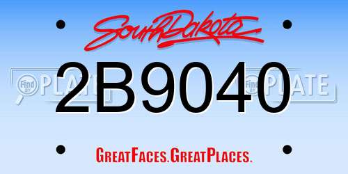 2B9040 South Dakota License Plate