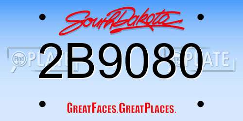 2B9080 South Dakota License Plate