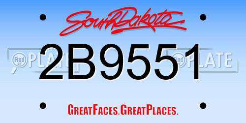 2B9551 South Dakota License Plate