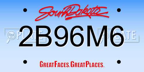 2B96M6 South Dakota License Plate