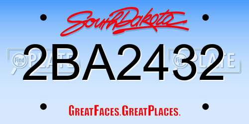 2BA2432 South Dakota License Plate