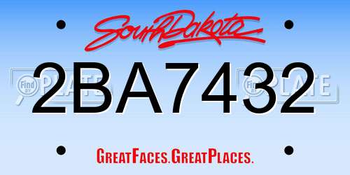 2BA7432 South Dakota License Plate