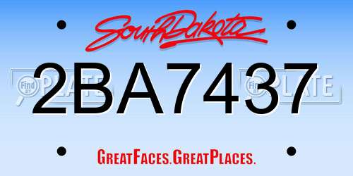 2BA7437 South Dakota License Plate