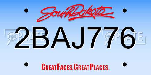 2BAJ776 South Dakota License Plate
