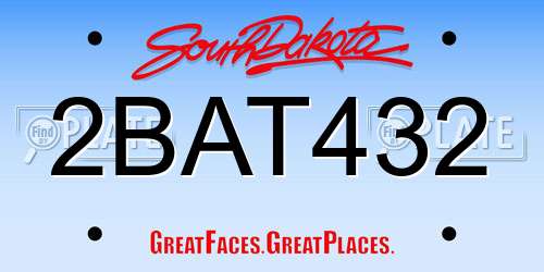 2BAT432 South Dakota License Plate