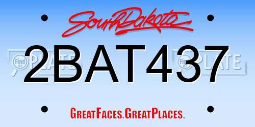 2BAT437 South Dakota License Plate