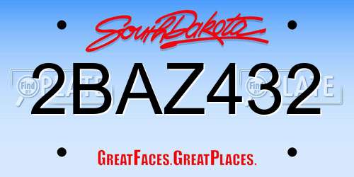 2BAZ432 South Dakota License Plate