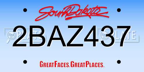 2BAZ437 South Dakota License Plate