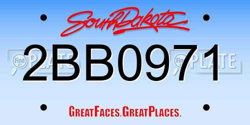 2BB0971 South Dakota License Plate